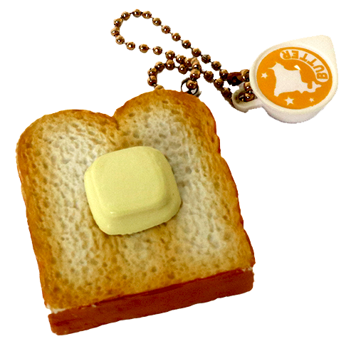 keychain in the shape of buttered toast