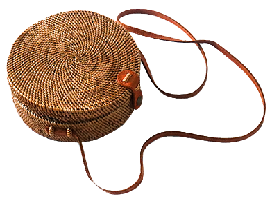 round wicker purse